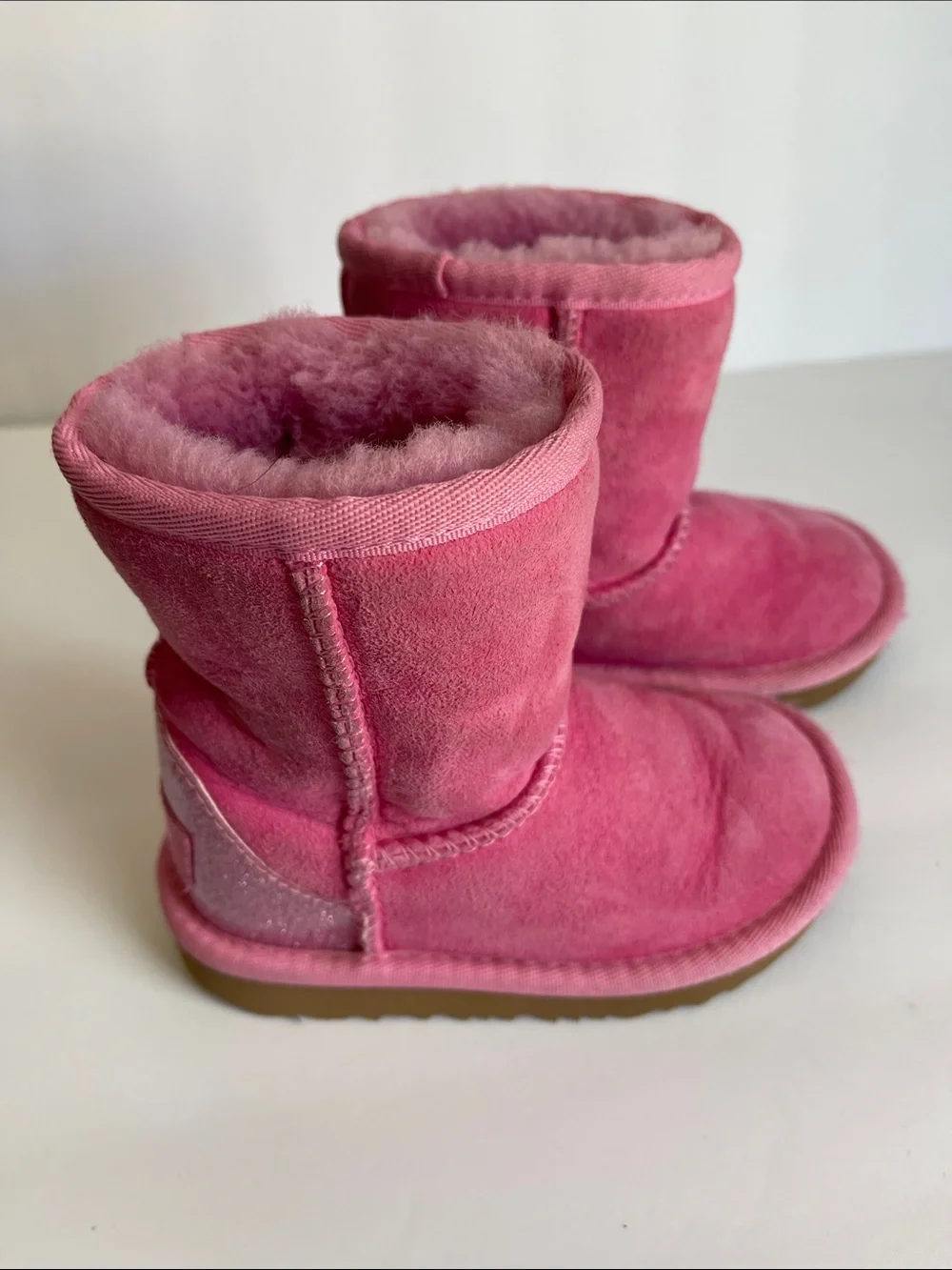 UGG pink suede glitter Sherpa boots 10